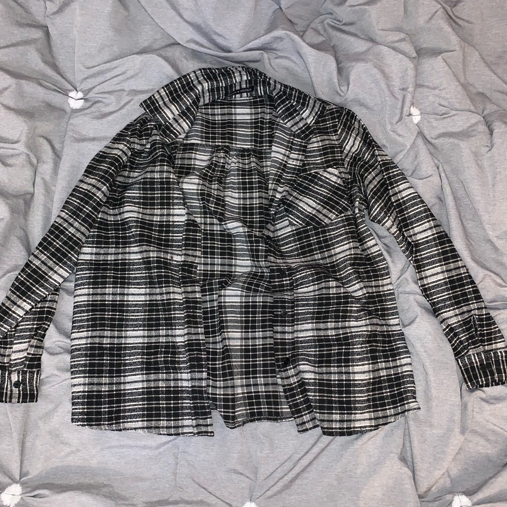 Brandy Melville black and white plaid shirt